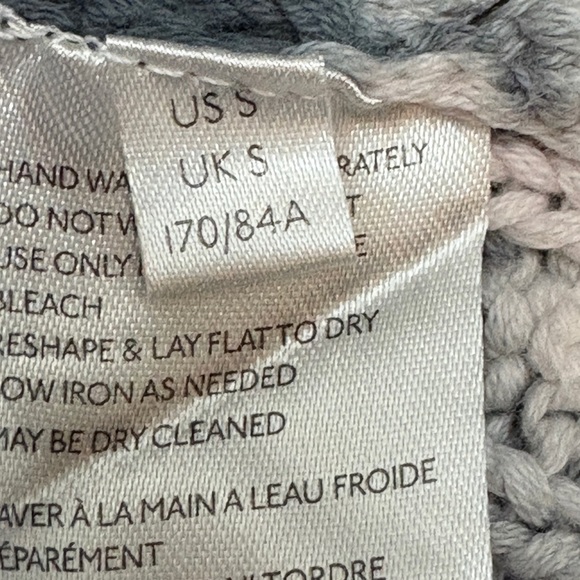 Pilcro Joni Tie-Dye Cable Knit V-Neck Sweater Side Slits Dark Navy White Size S - Picture 7 of 9